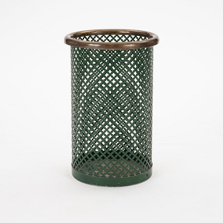 Josef Frank, a green lacquered metal and brass wastepaper bin, Svenskt Tenn, Sweden.