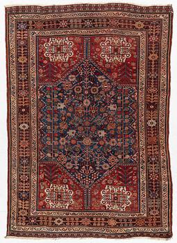 An antique Qashqai rug, southeastern Iran, c. 199 x 138 cm.
