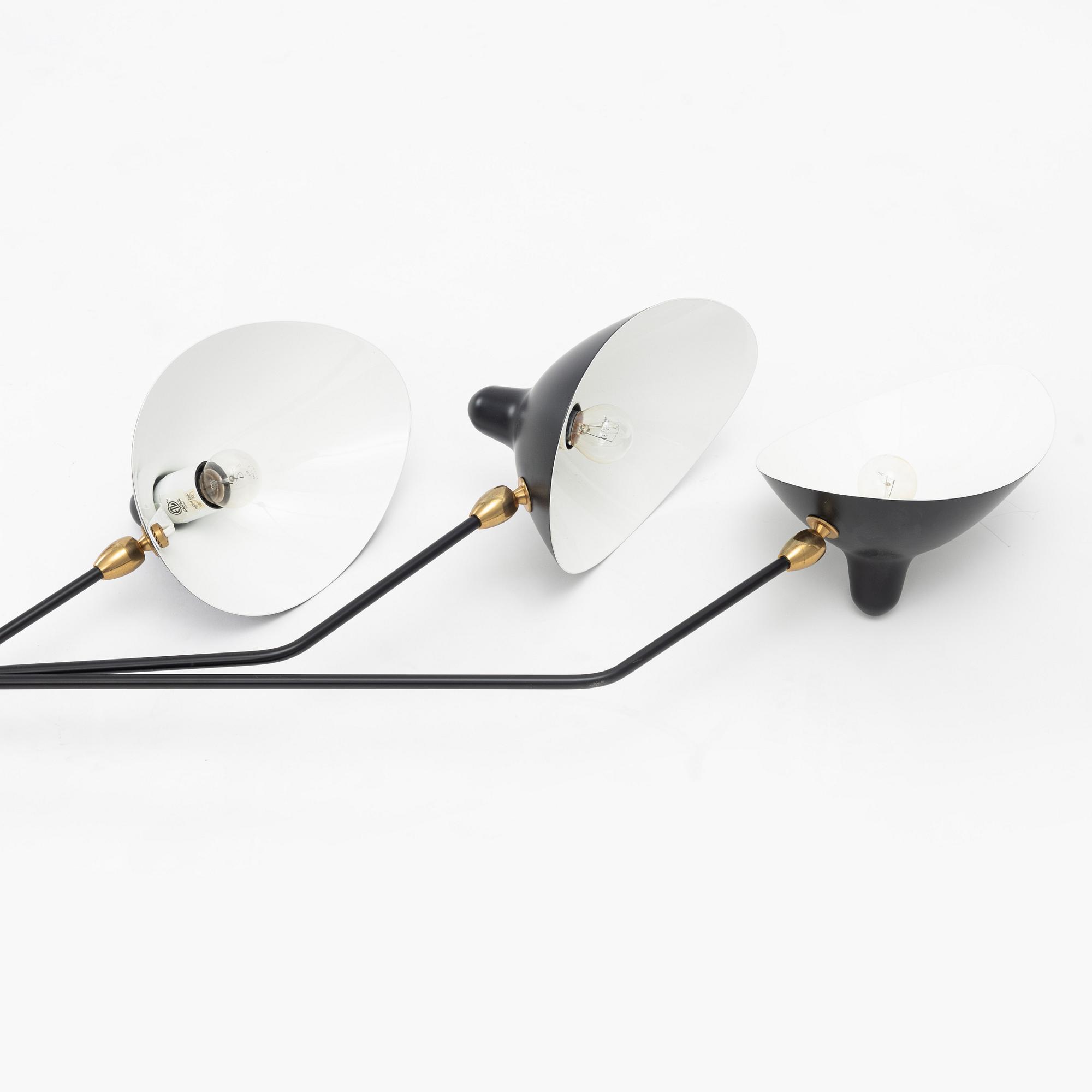 Serge Mouille, ceiling lamp, "3 Rotating Arms", 2010s.