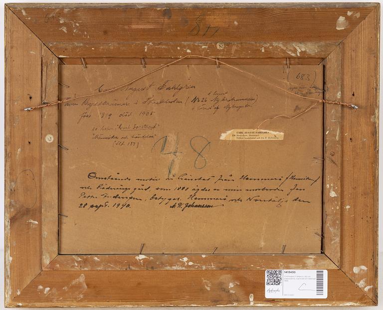 Carl August Fahlgren, olja på papp-pannå, signerad och daterad 1866.