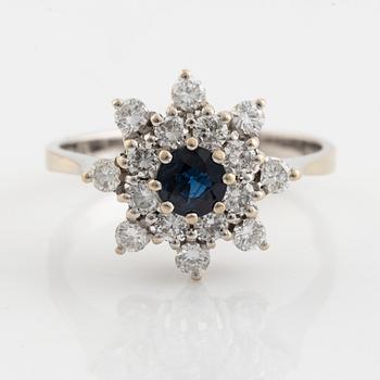 Sapphire and brilliant cut diamond ring.