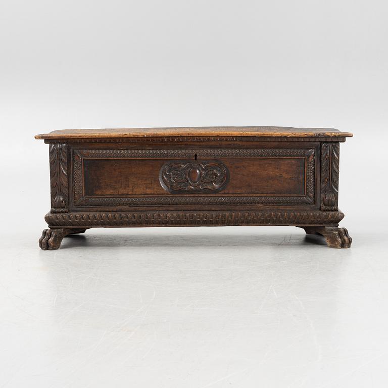 A renaissance style cassone, 19th century with older parts.