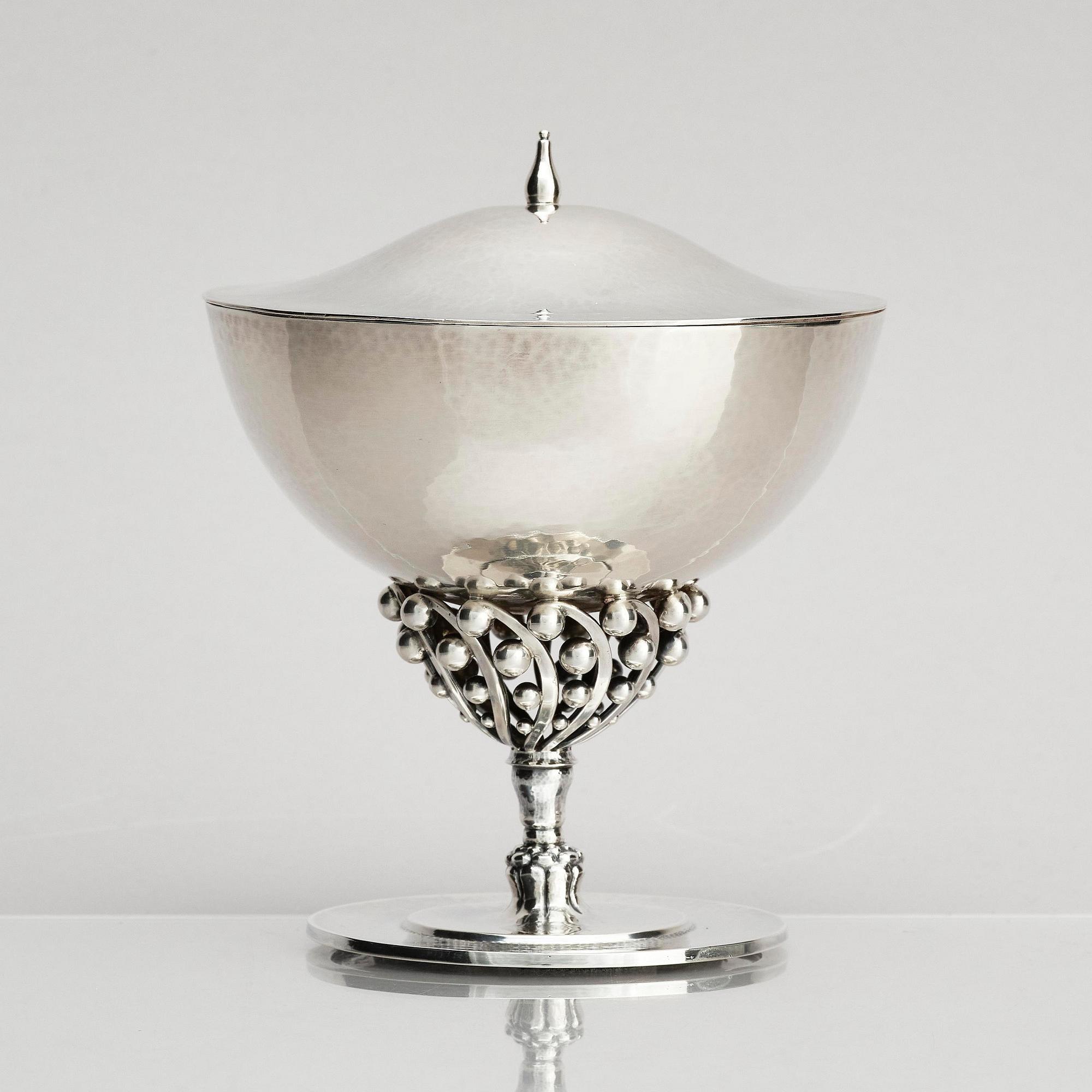 Georg Jensen, a sterling silver bowl with lid, design Johan Rohde, model no 43, Copenhagen after 1945.