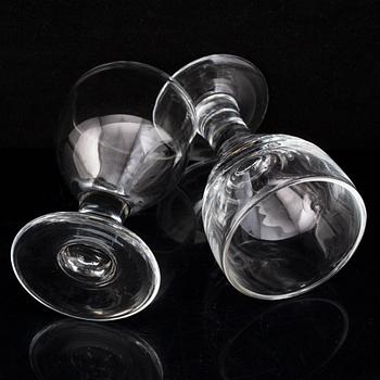 SIGNE PERSSON-MELIN, vinglas, 14 st, samt snapsglas, 11 st, "Ruben", Boda glasbruk 1960-70-tal.
