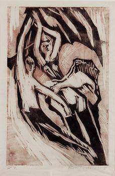 EINO RUUTSALO, träsnitt, signerat och daterat 1958,  numrerat K.V.