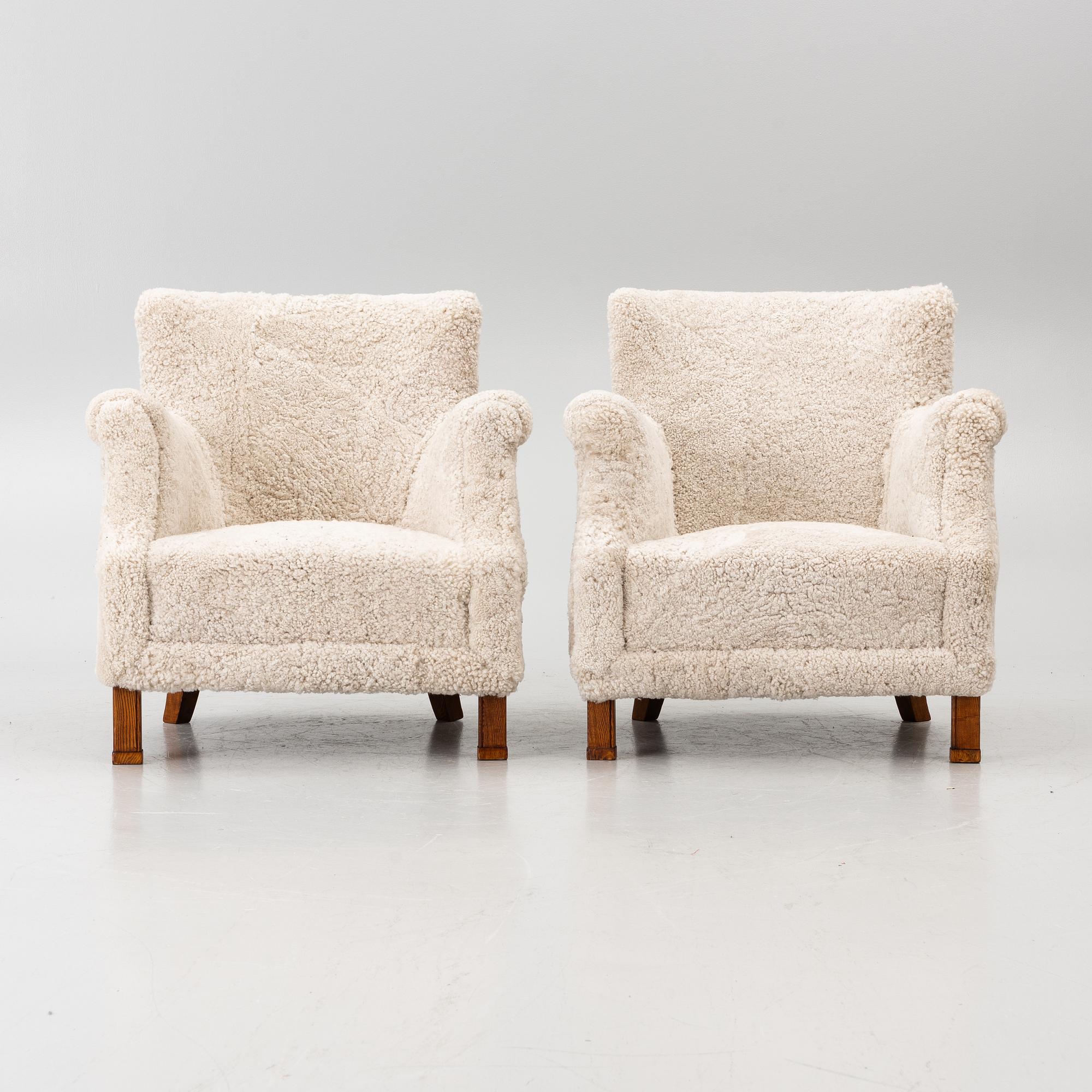 Pair of armchairs, Swedish Modern, mid-20th century.