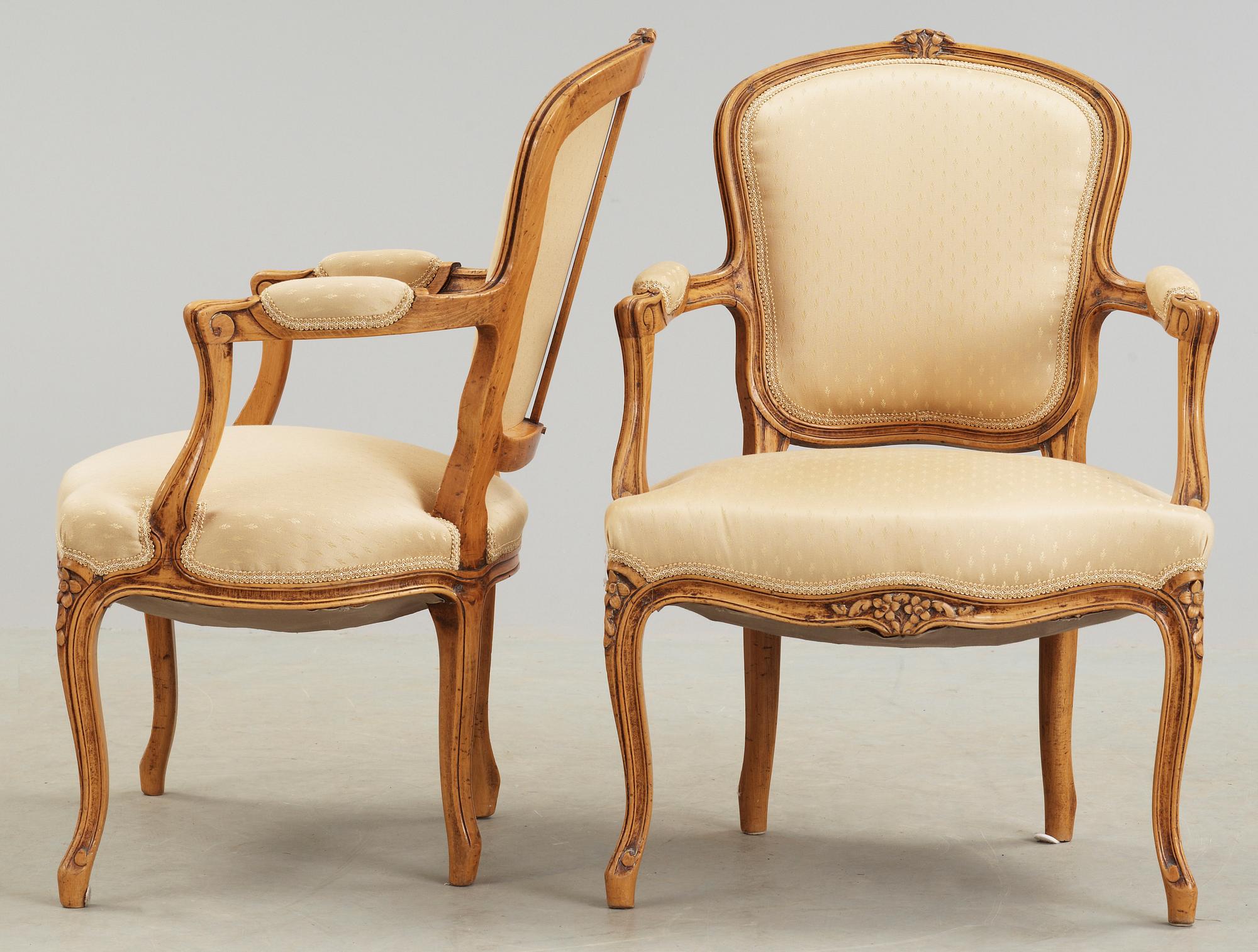 SOFFGRUPP, 3 delar, rokokostil, 1800-tal.