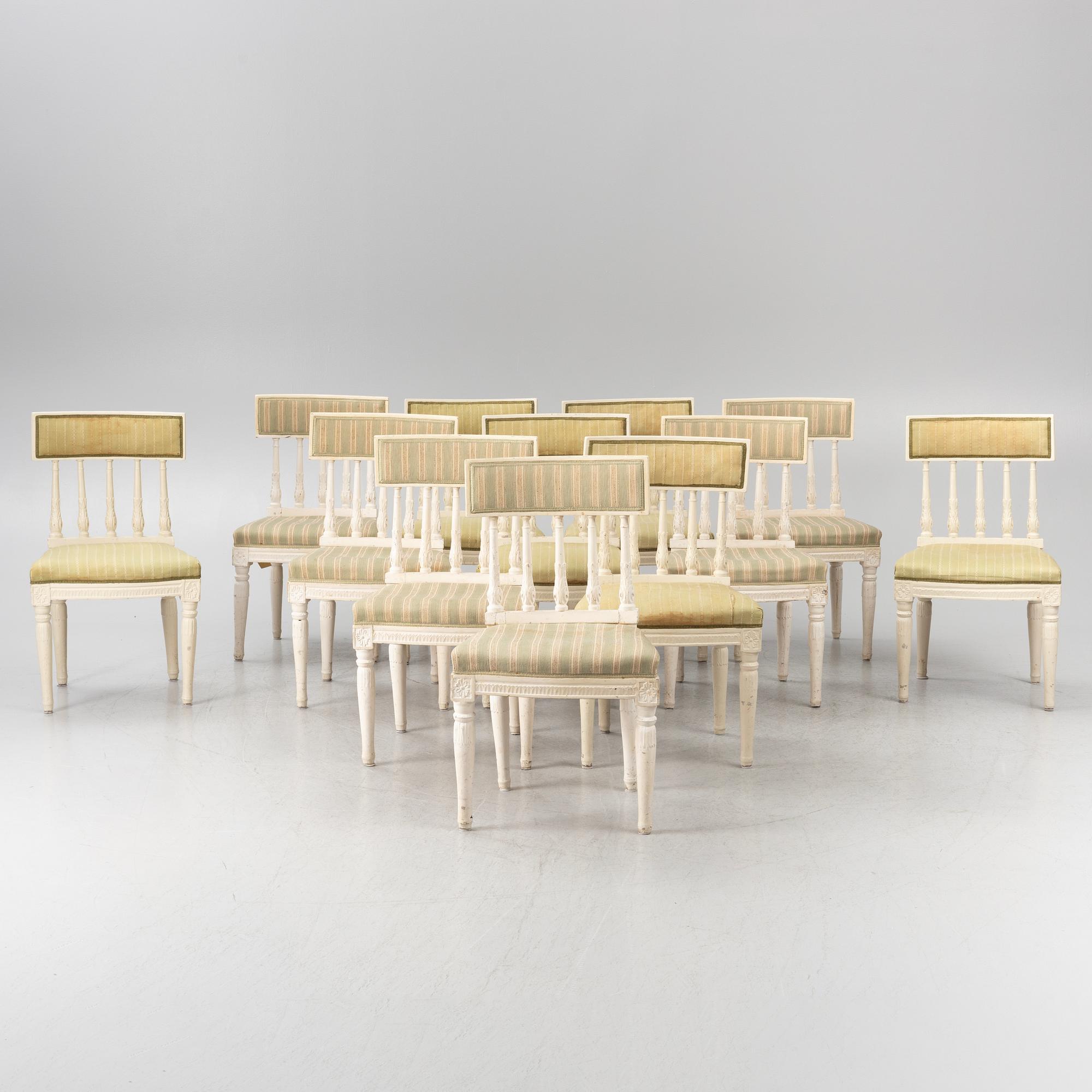 Chairs, 12 pcs, Gustavian, circa 1800.