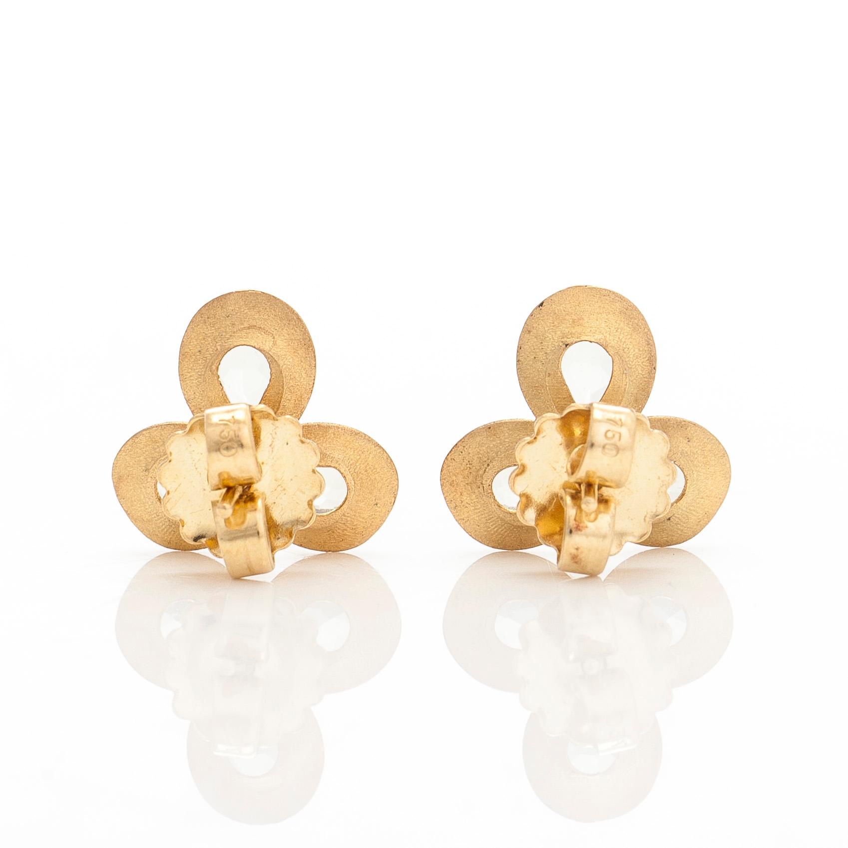 Earrings in 18K gold set with faceted beryls. Goldsmith Kulmala, Helsinki.