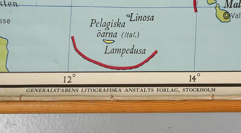 SKOLKARTA, Italien, Generalstabens Litografiska Anstalts Förlag, 1959.