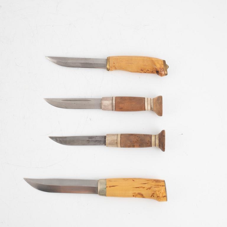 Four knives, of which two by Janne Marttiini, Rovaniemi, Finland.