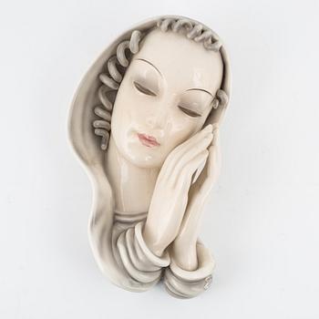 Adolf Prischl, an earthenware wall plaque, Goldscheider, Germany 1930s.