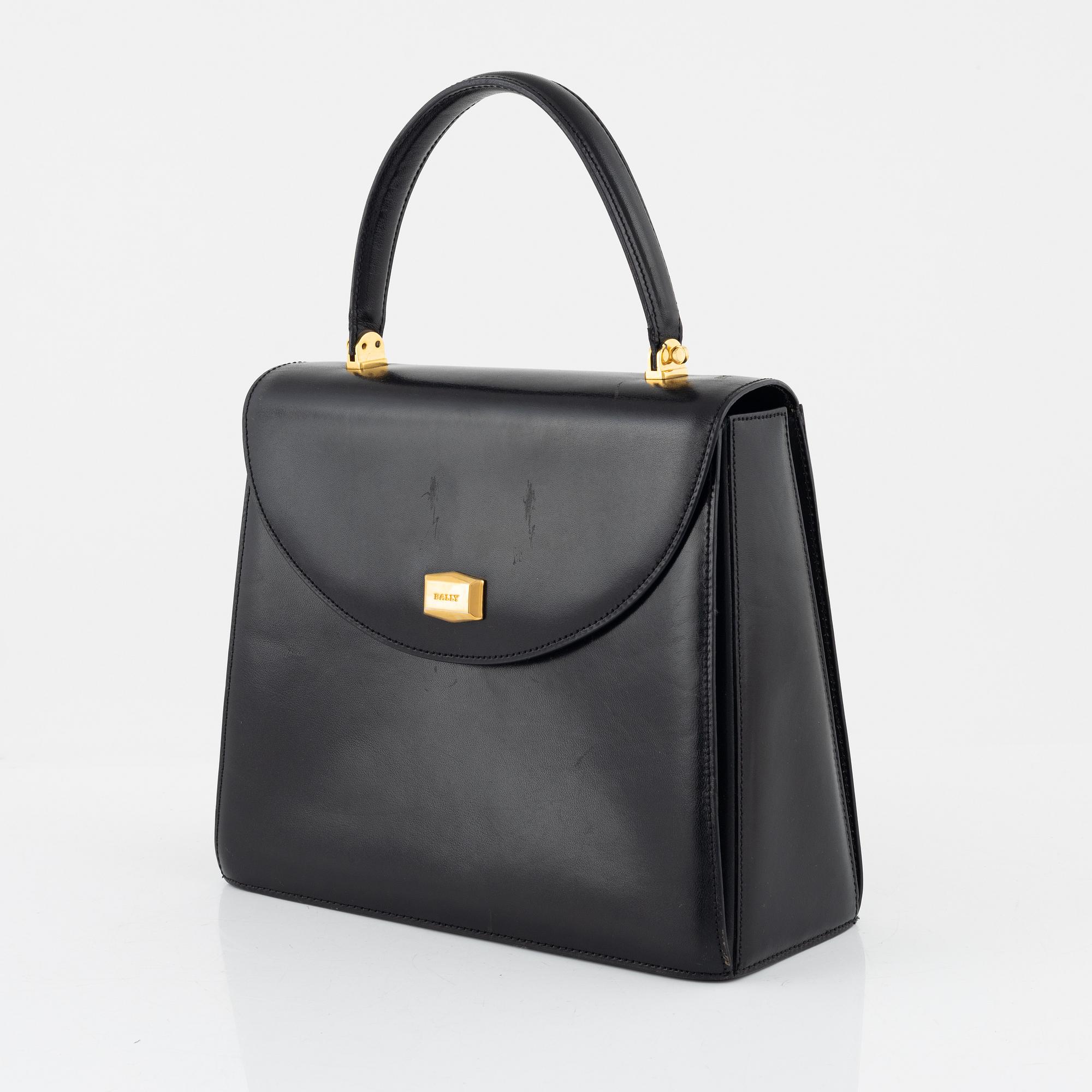 Bally, a black leather bag.