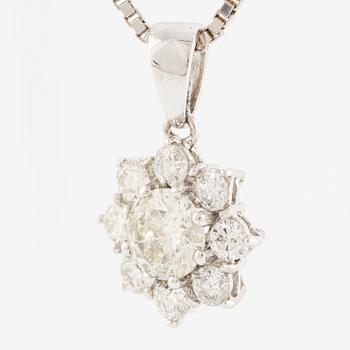 Pendant with chain in 18K white gold set with brilliant-cut diamonds.