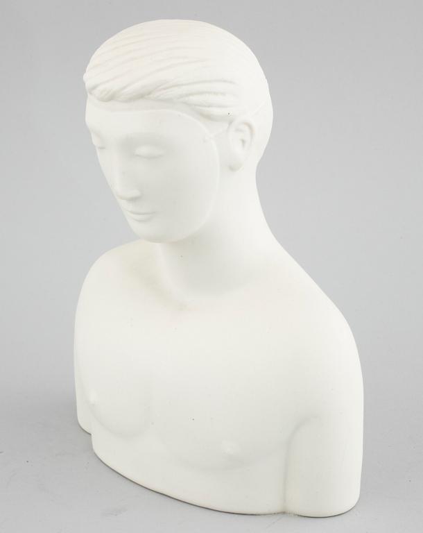 STIG LINDBERG figurin i parian, "Mannen med masken", Gustavsberg, modellen formgiven 1944.