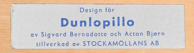 DAGBÄDD, design Sigvard Bernadotte och Acton Björn för Dunlopillo, Stockamöllans AB, 1900-talets andra hälft.