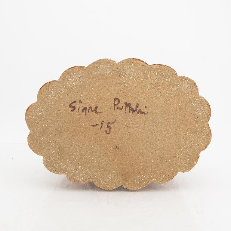 Signe Persson-Melin, skål "Cumulus" handsignerad och daterad 15 delvis glaserat stengods.