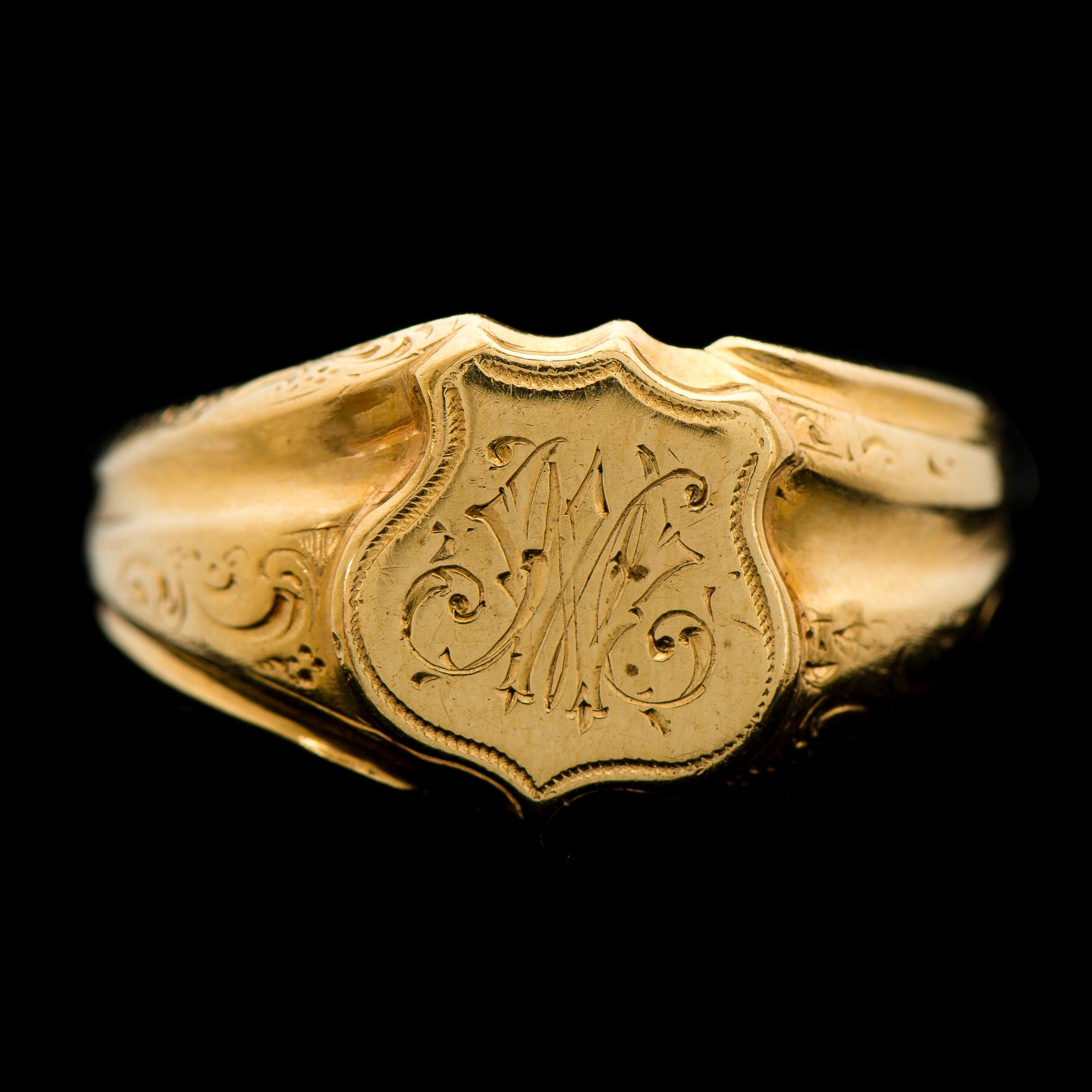 RING, 18K guld. Roland Mellin, Helsingfors 1857.
