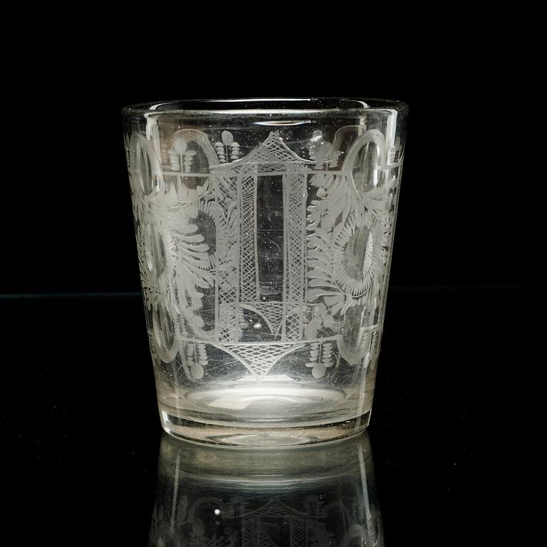 BÄGARE, glas. 1700-tal.