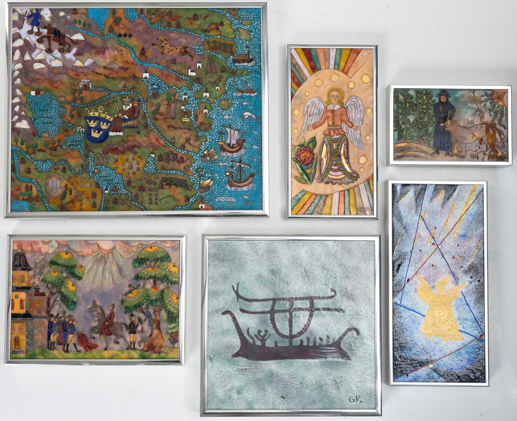 A set of six enamel works by Juliane and Georg Pheiffer.