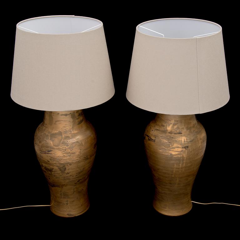 A pair of floorlamps by Kauko Forsvik, signed 'KAGE', Finland.