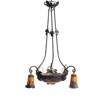 Taklampa , jugend, Frankrike, tidigt 1900-tal. Troligen Muller Frères, Lunéville.