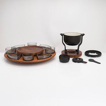 A mid-20th century serving spinner and fondue set, Digsmed, Denmark.