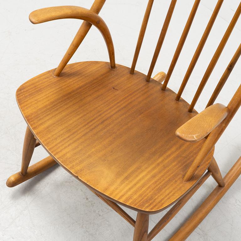 Illum Wikkelsø, a beech 'Gyngetsol Nr. 3' rooking chair, N Eilersen, A/S Skamby, Norway, mid 20th Century.