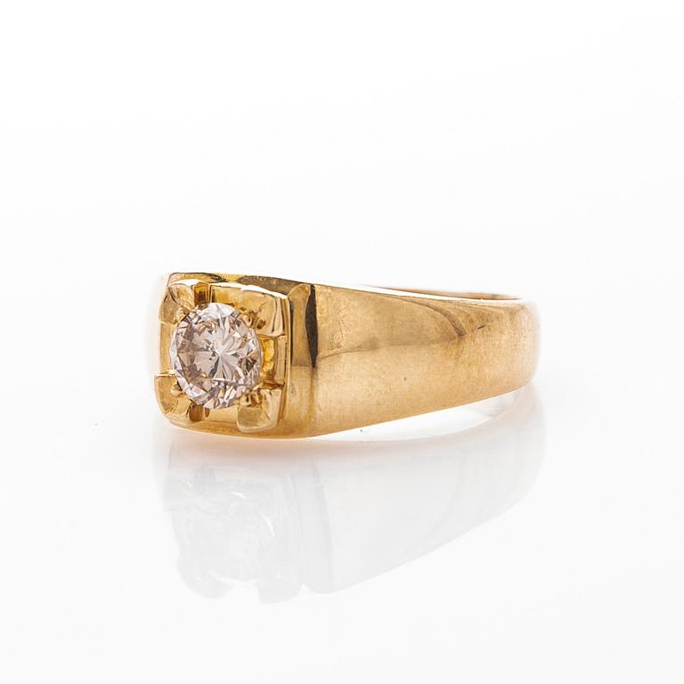 Ring, 18K gold with brilliant-cut diamond.