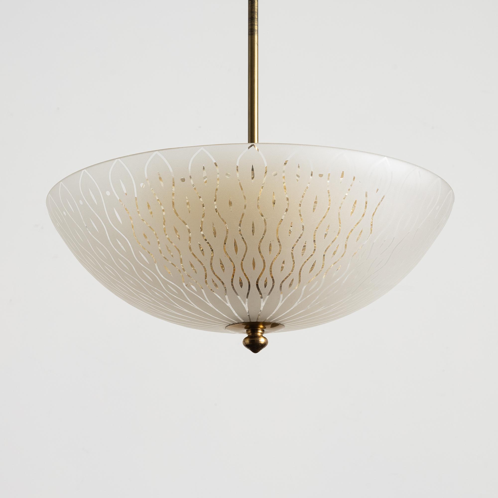 A Swedish Modern ceiling light from Orrefors, 1940's.