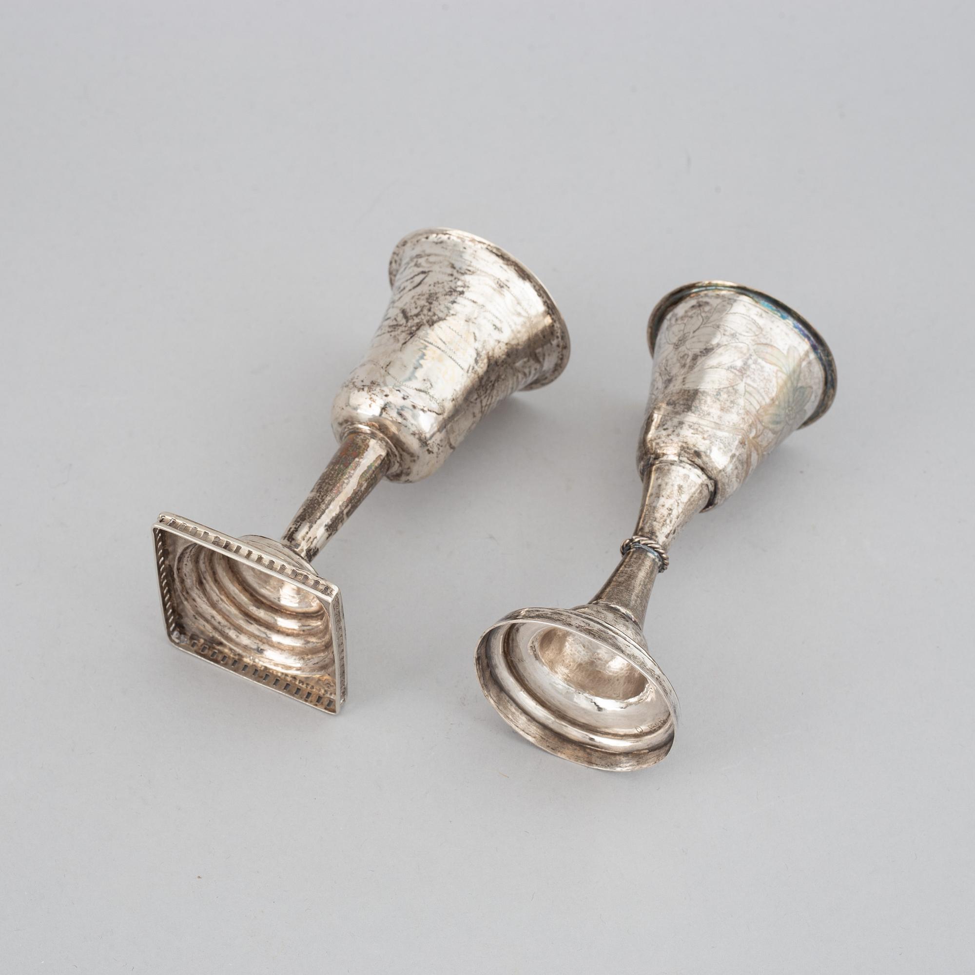 Two silver cups, including Anders Bäck, Alingsås 1840.