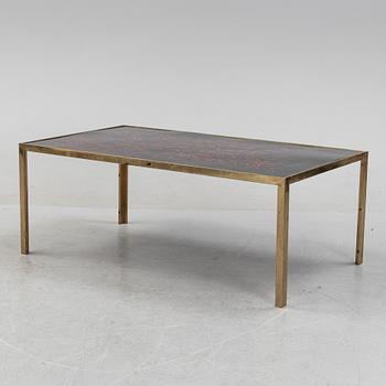 A brass and enameled coffee table, 1970's signed Bror Marklund.