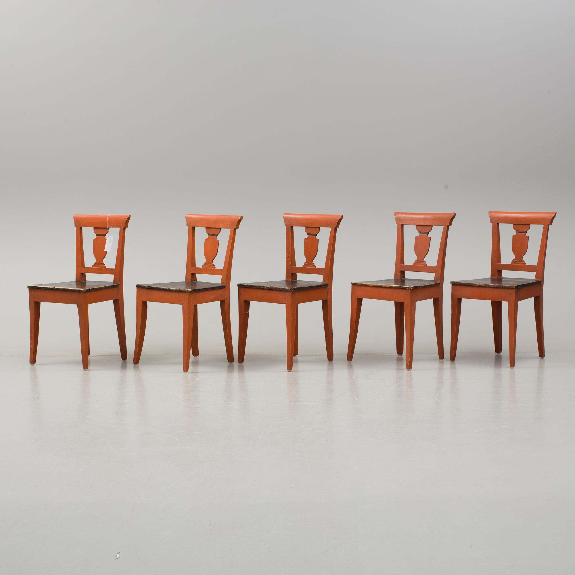 SLAGBORD samt STOLAR, 5 st, 1800-talets andra hälft.