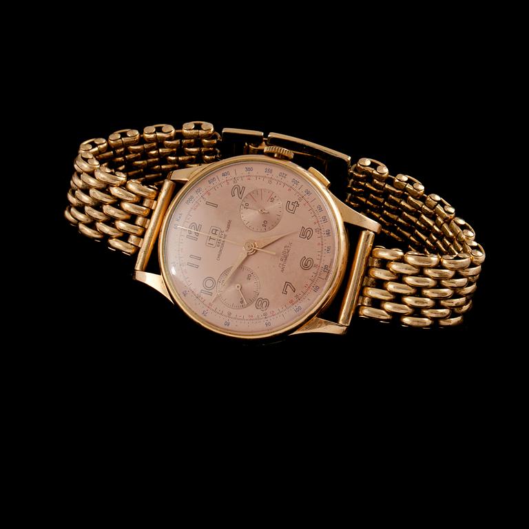 ARMBANDSUR, herr, delvis 18 k guld, ITA, Geneve, omkring 1900-talets mitt.