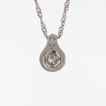 A platinum necklace, with a round brilliant-cut diamond ca. 0.10 ct.