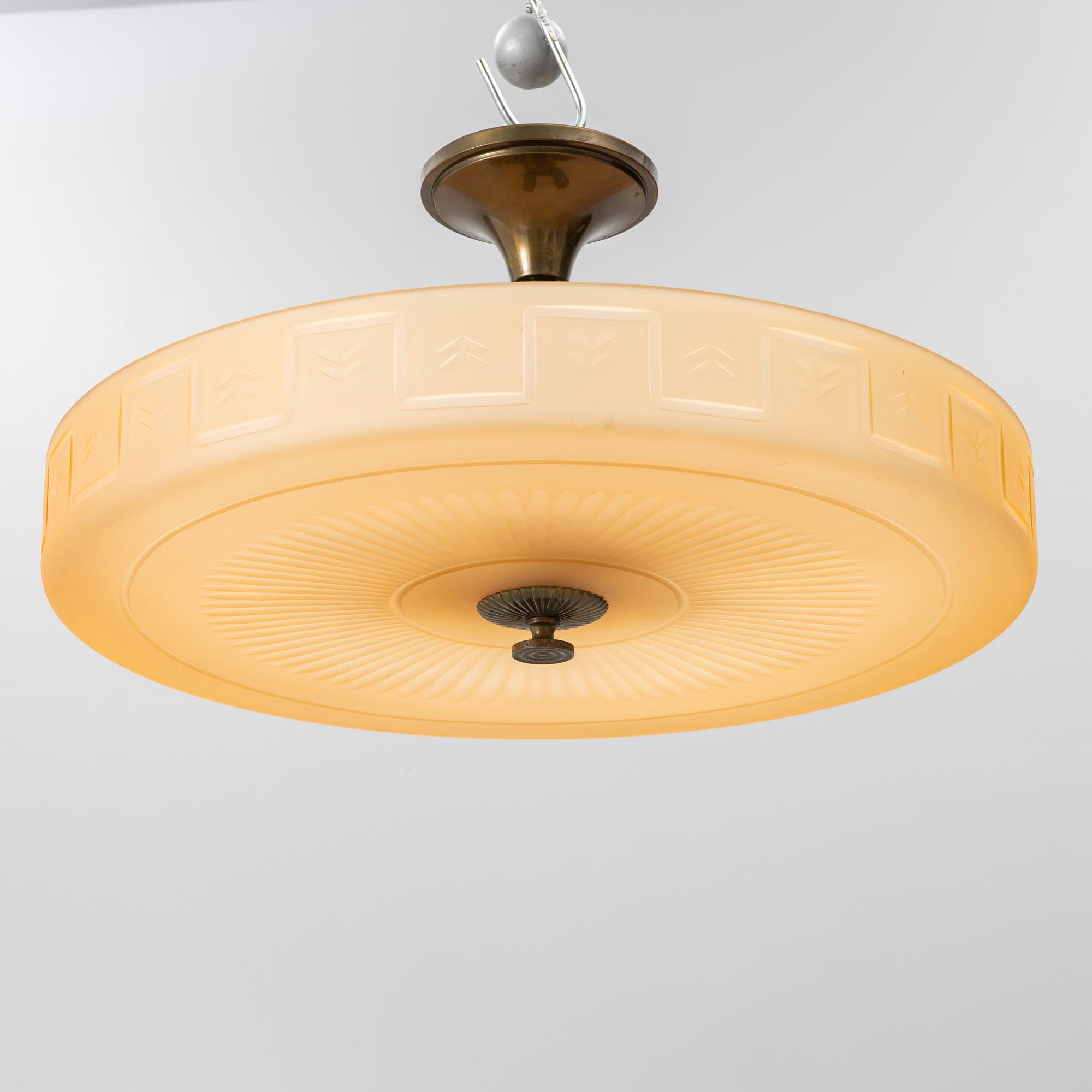 Harald Notini, taklampa, modell 6650, Arvid Böhlmarks Lampfabrik, Stockholm, 1930-tal.