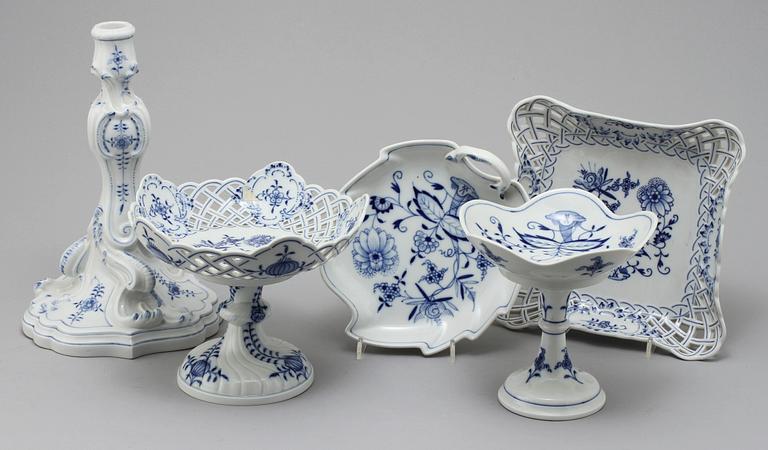 PARTI PORSLIN, 5 delar, Meissen, 1900-tal.