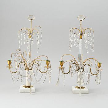 A pair of early Gustavian style 20th century table chandeliers.