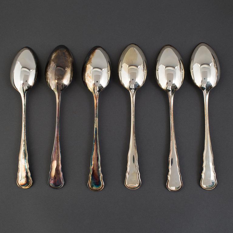 CG HALLBERG, skedar, 6 st, silver, Stockholm, 1920/30-tal.