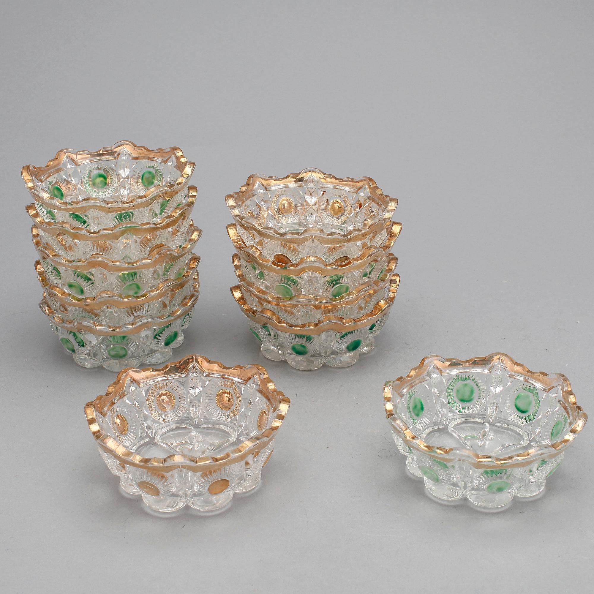 SKÅLAR, 12 st, glas, 1900-tal.