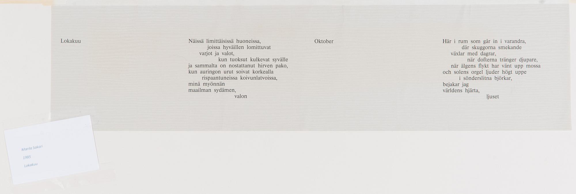 Sakari Marila, "Oktober".