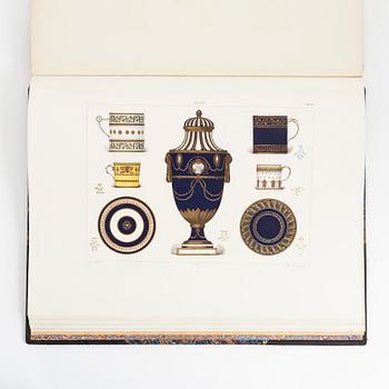 A book, La Porcelaine Tendre, de Sevres, par Edouard Garnier. 50 Planches reproduisant 250 motifs en aqurelle. Paris.