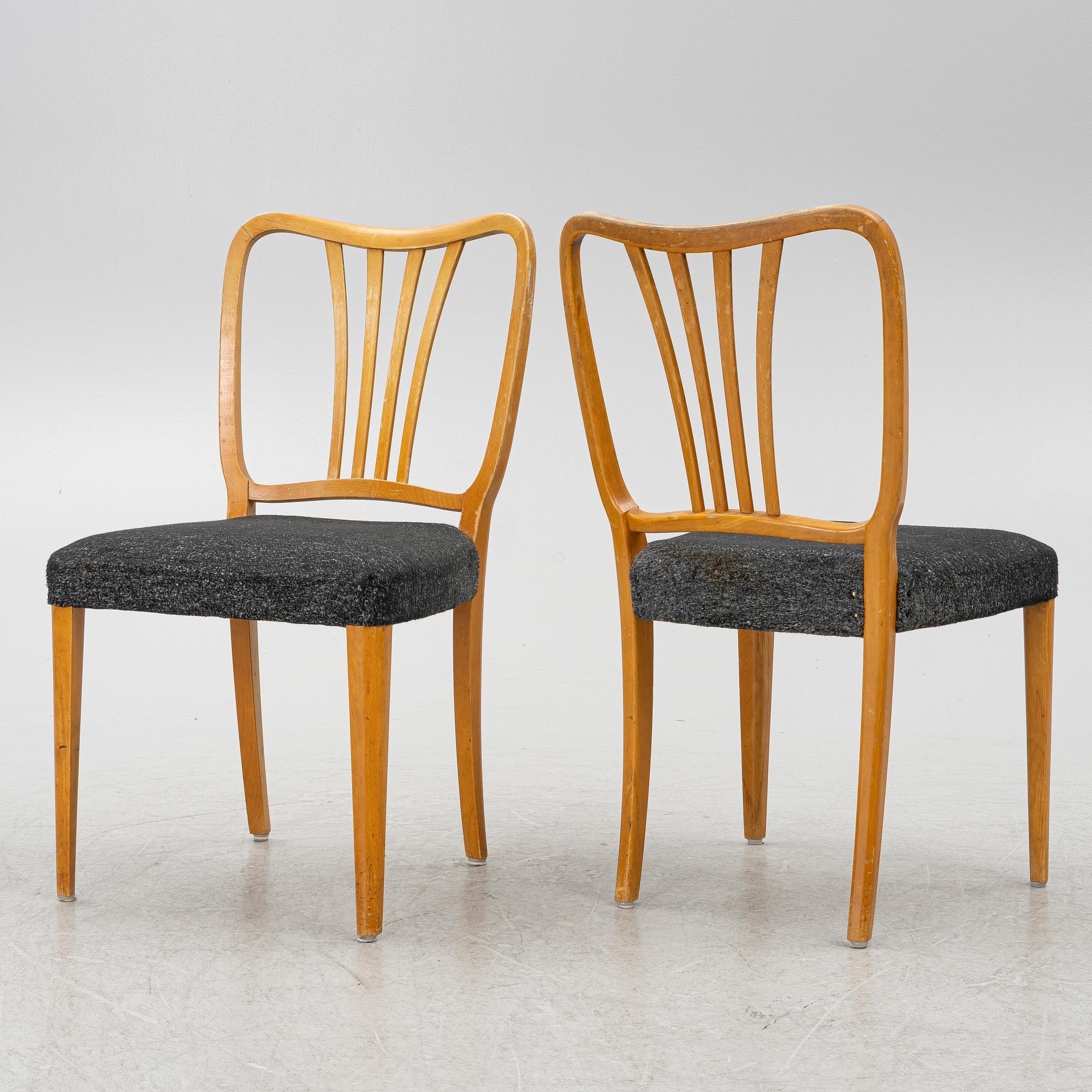 A dining table with six chairs, Sweden, 1940's.
