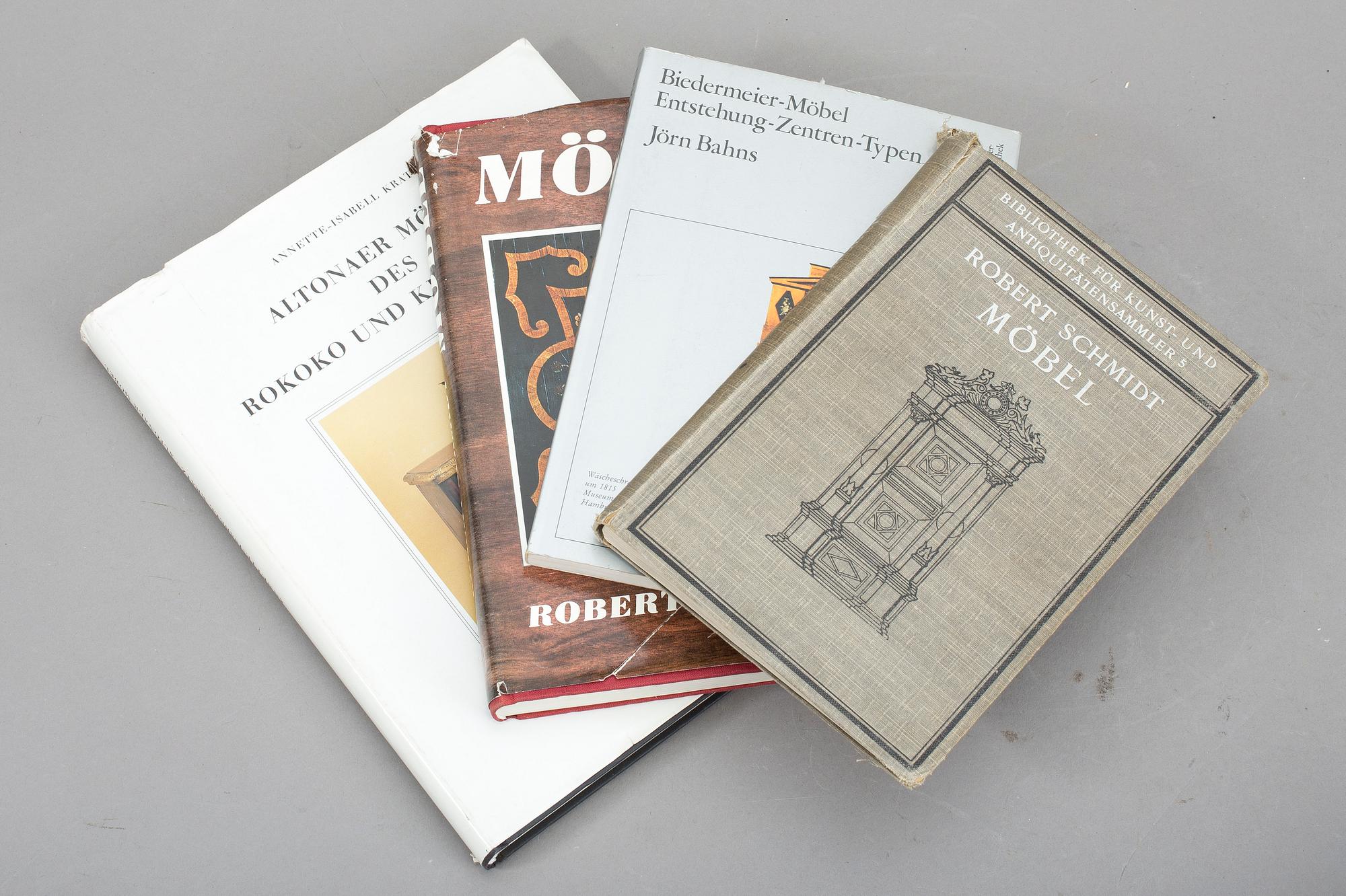 BÖCKER, 9 stycken, främst tyska möbler.