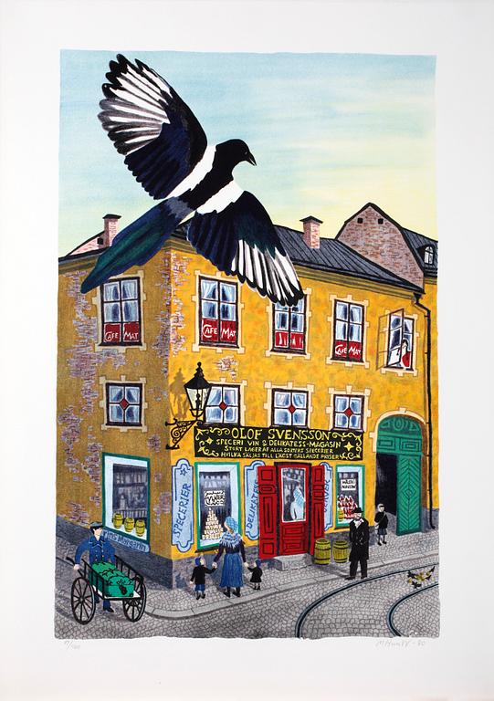 MONA HUSS WALIN, färglitografier, 2 st, sign, dat 2000 resp -80, o numr 159/450 resp 79/460.