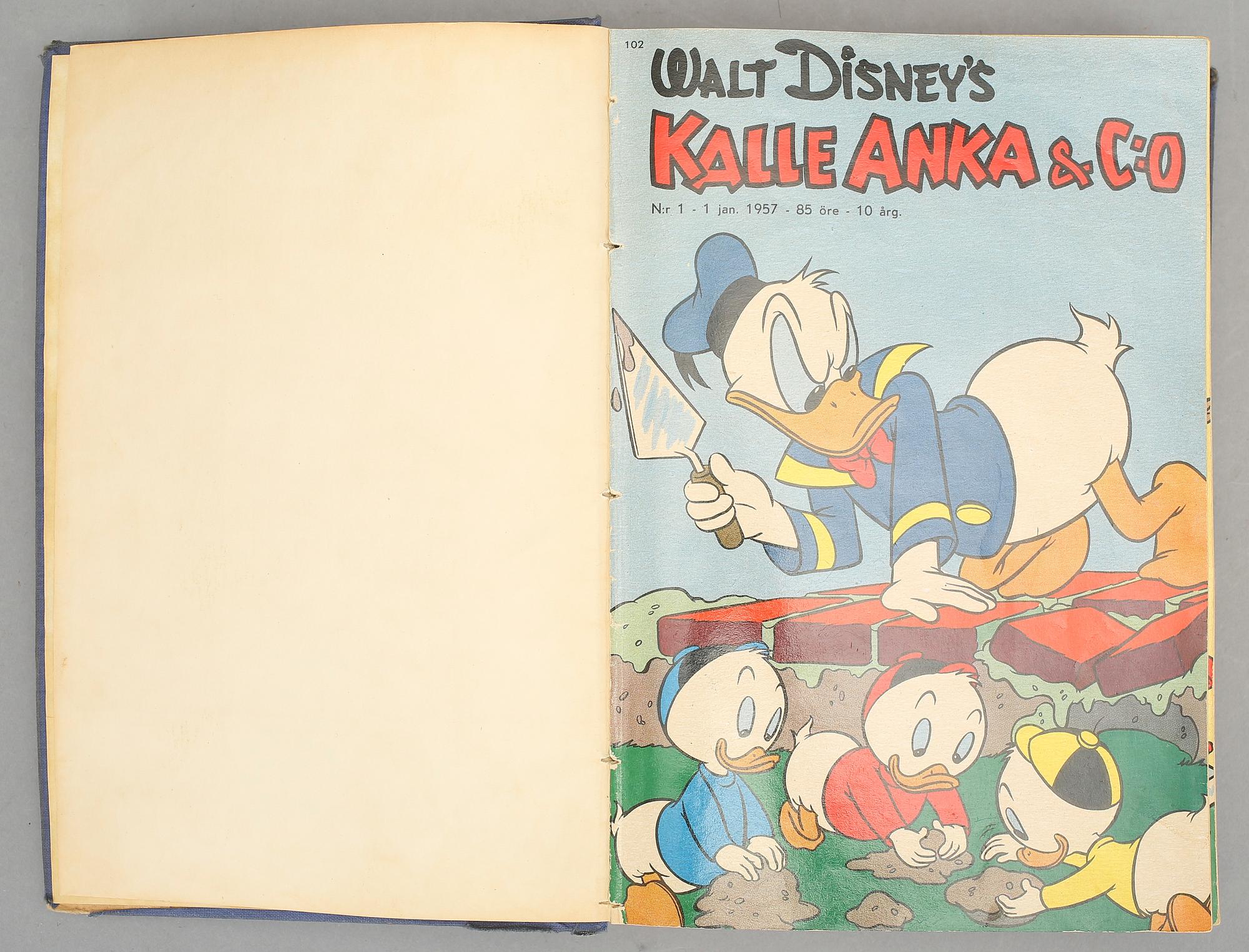 KALLE ANKA, 2 årgångar inbundna serietidningar, 1957 och 1958.