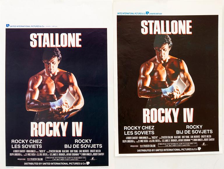 Film Posters, 2 pcs, Sylvester Stallone "Rocky bij de sovjets" (Rocky IV), 1985, Belgium.