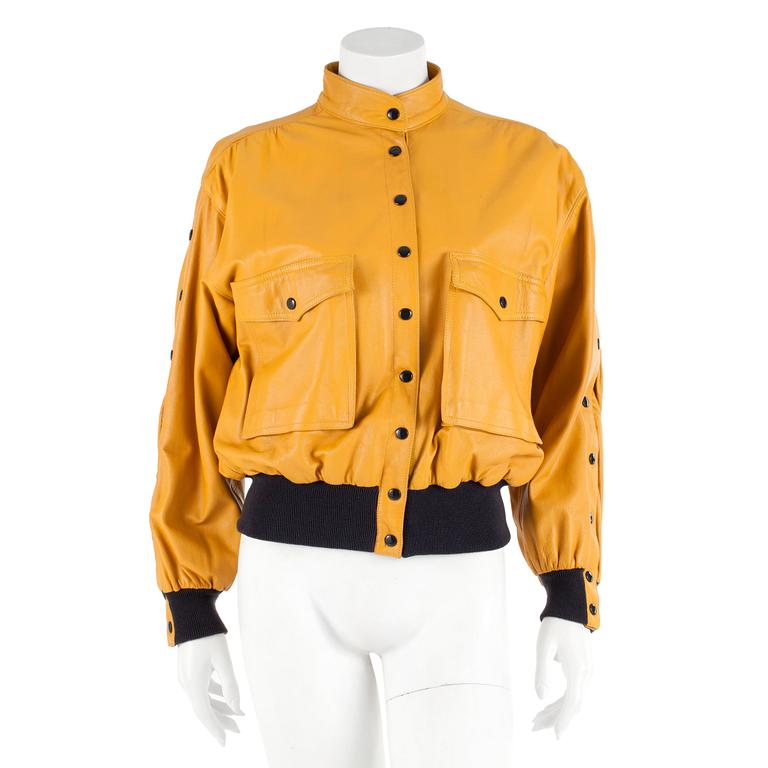 ESCADA, a yellow leatherjacket, size 40.
