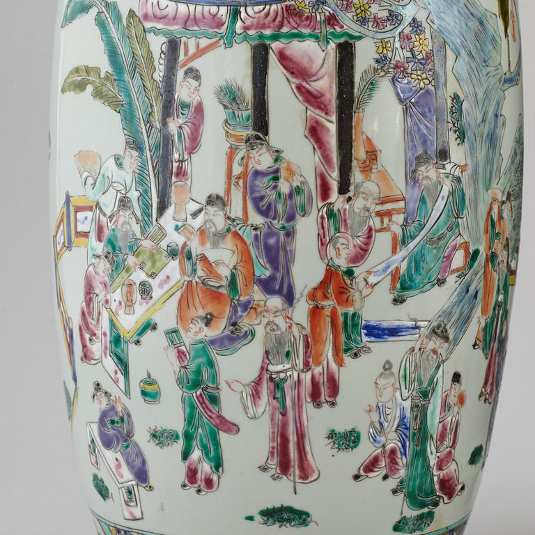 A pair of famille rose floor vases, 20th century.