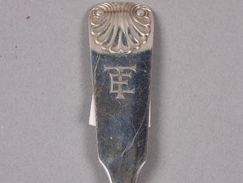 UPPLÄGGNINGSBESTICK, 7 st, silver. 1800/1900-tal.